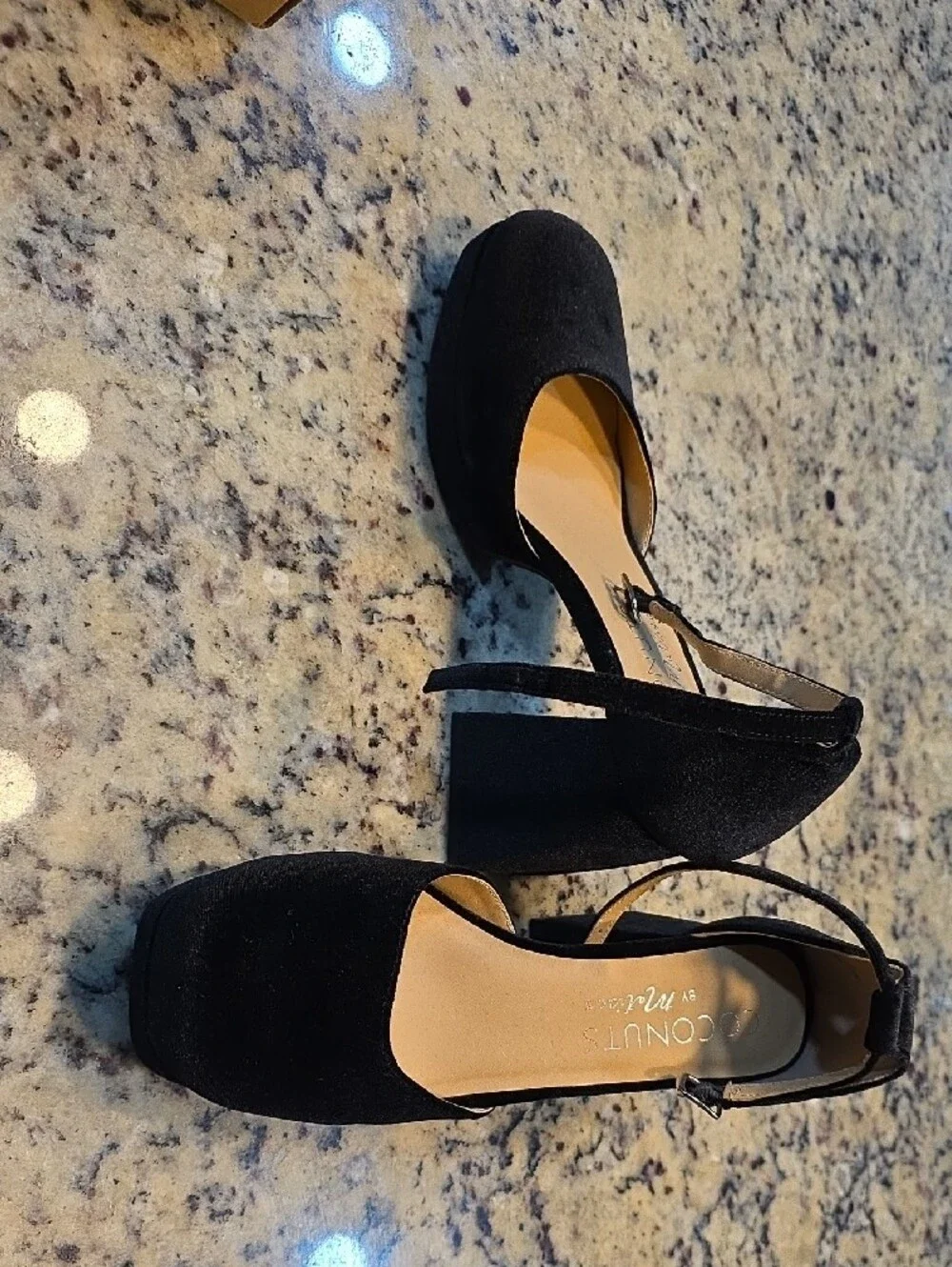 Coconuts by Matisse Black Velvet Platform Ankle-Strap Heels